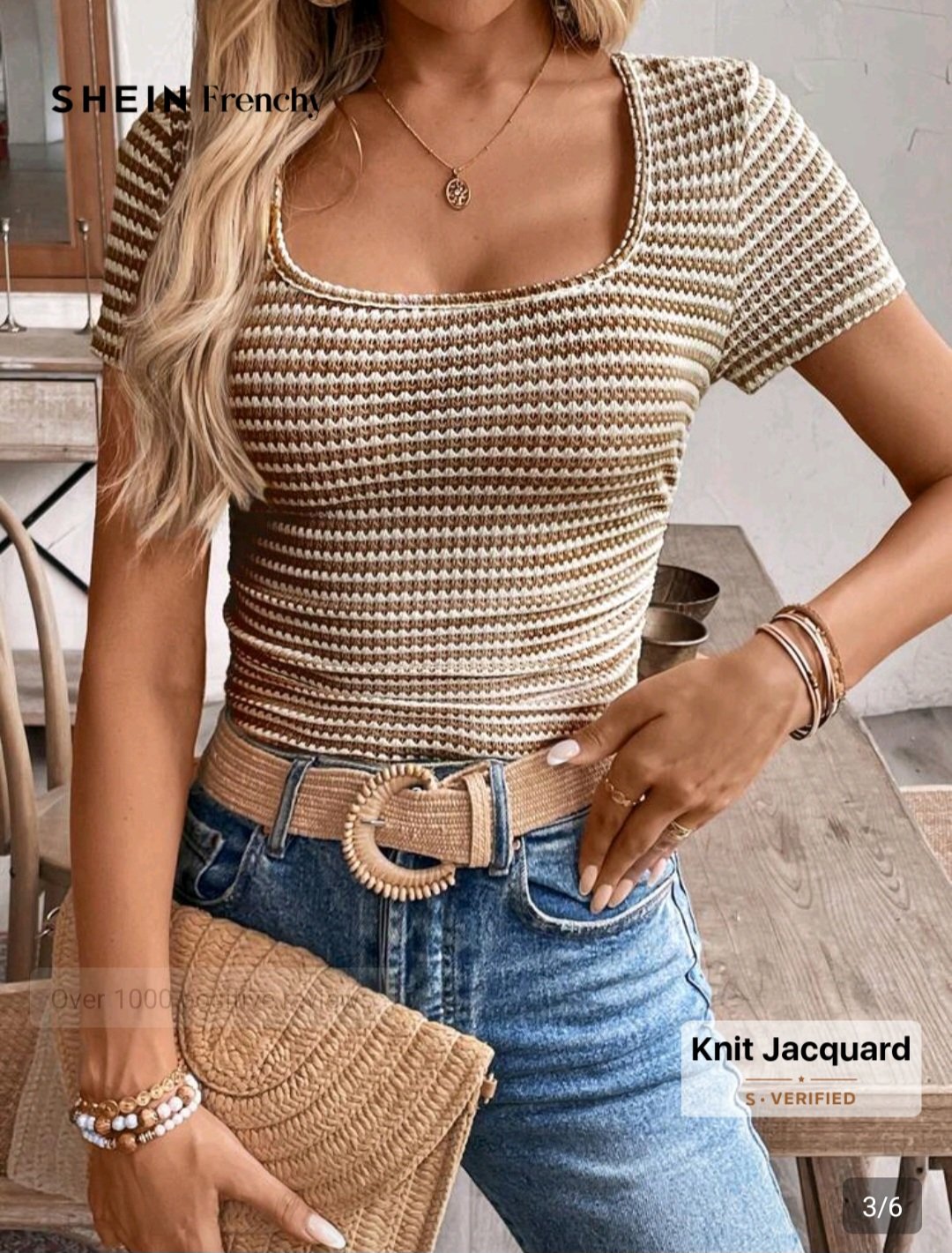 top-maille-jacquard-raye-marron-destock-dakar
