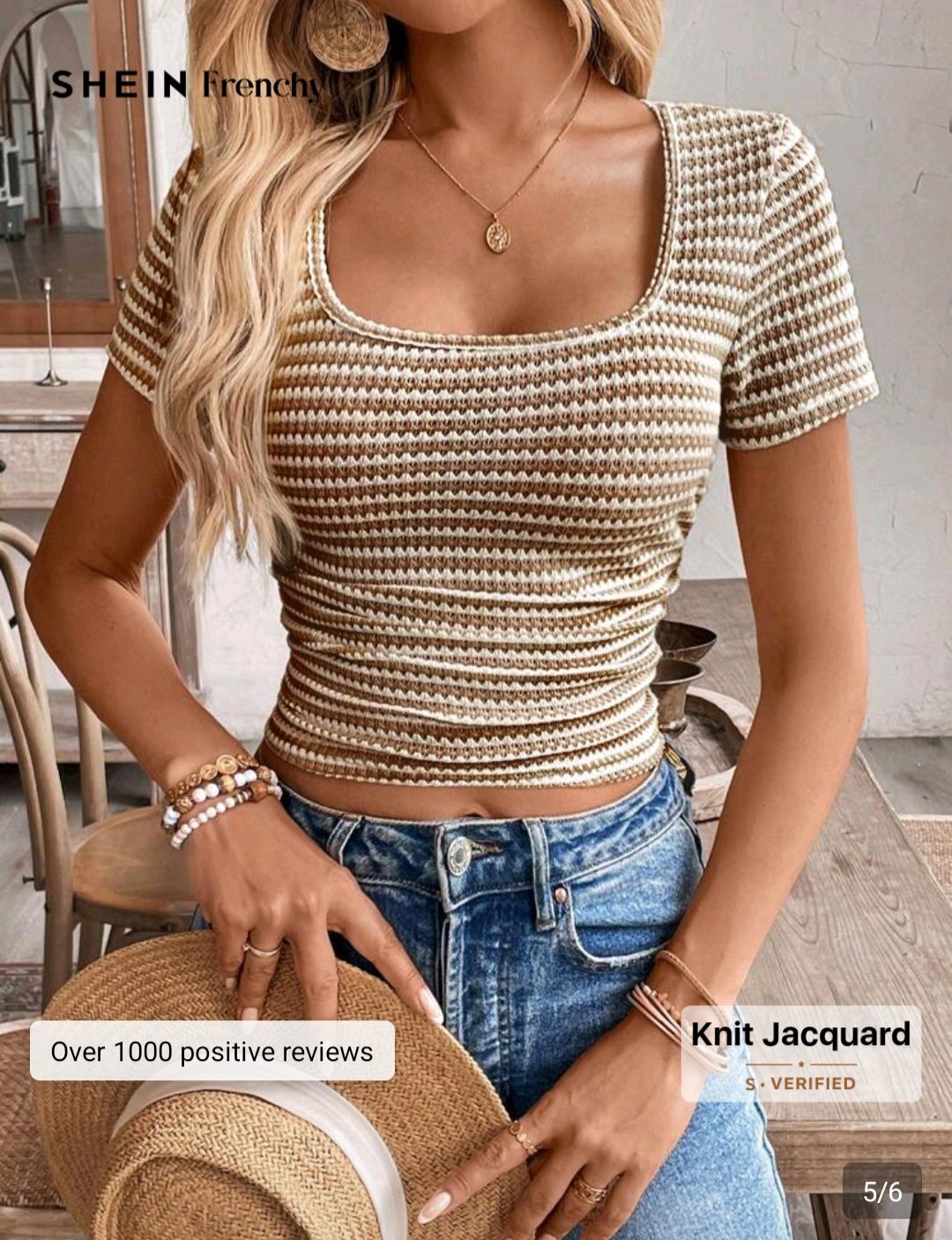 top-maille-jacquard-raye-marron-destock-dakar