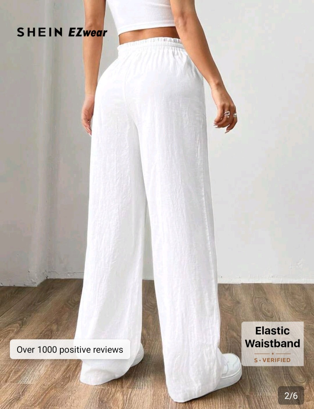 Pantalon Femme Fluide Blanc Ample en Coton Confort Maternité – Taille 40 & 42 | Dakar – Image 4