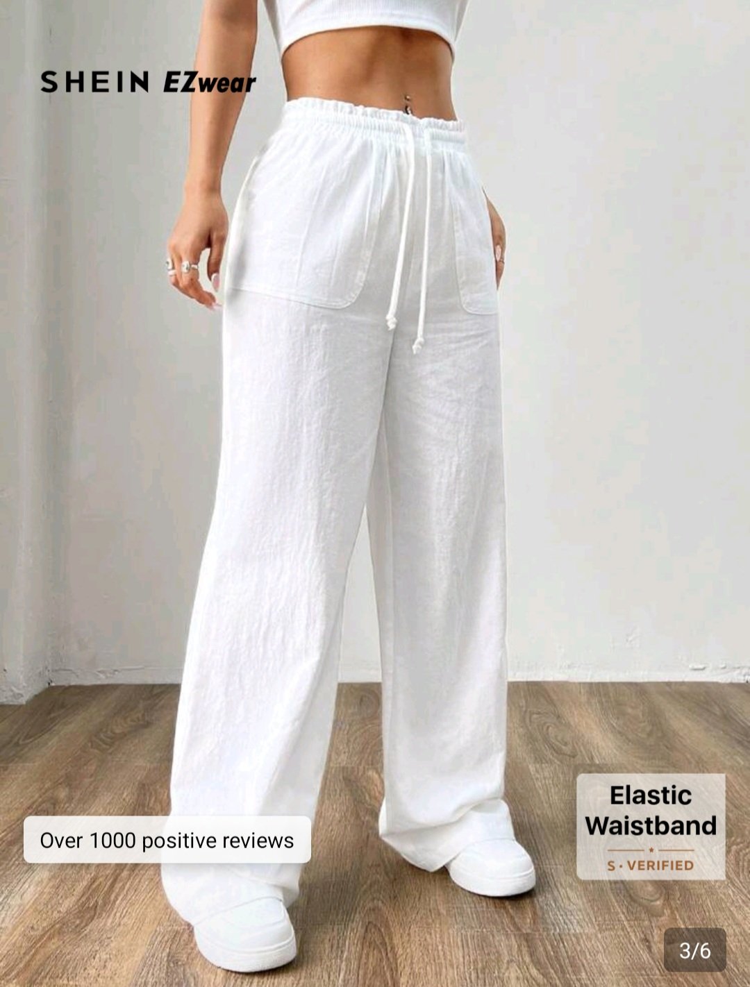 Pantalon Femme Fluide Blanc Ample en Coton Confort Maternité – Taille 40 & 42 | Dakar