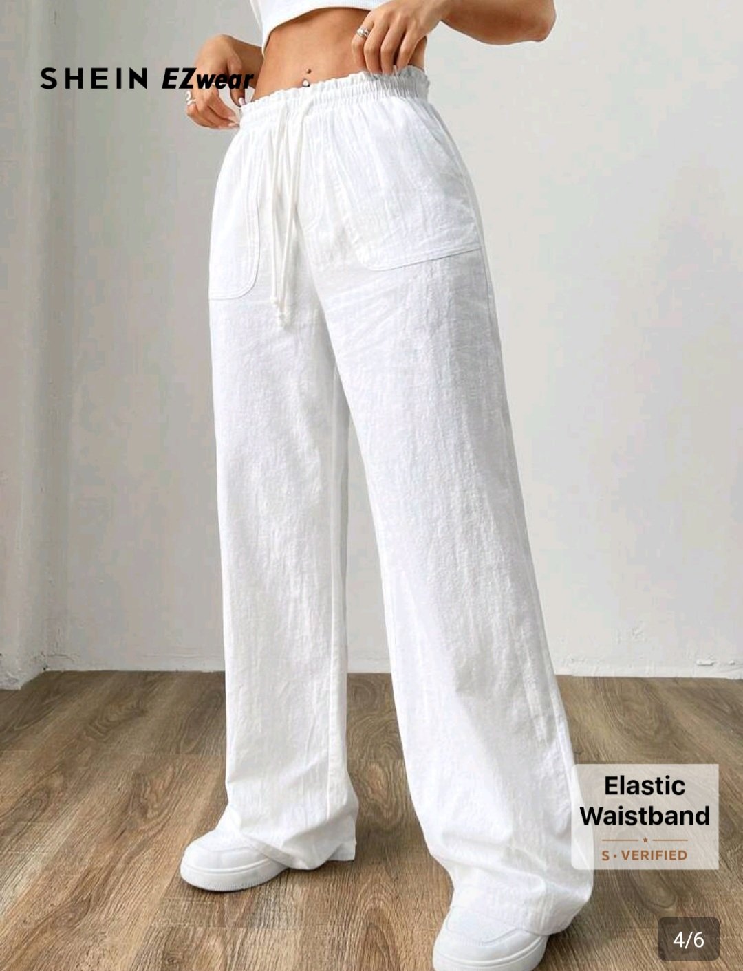 Pantalon Femme Fluide Blanc Ample en Coton Confort Maternité – Taille 40 & 42 | Dakar – Image 5