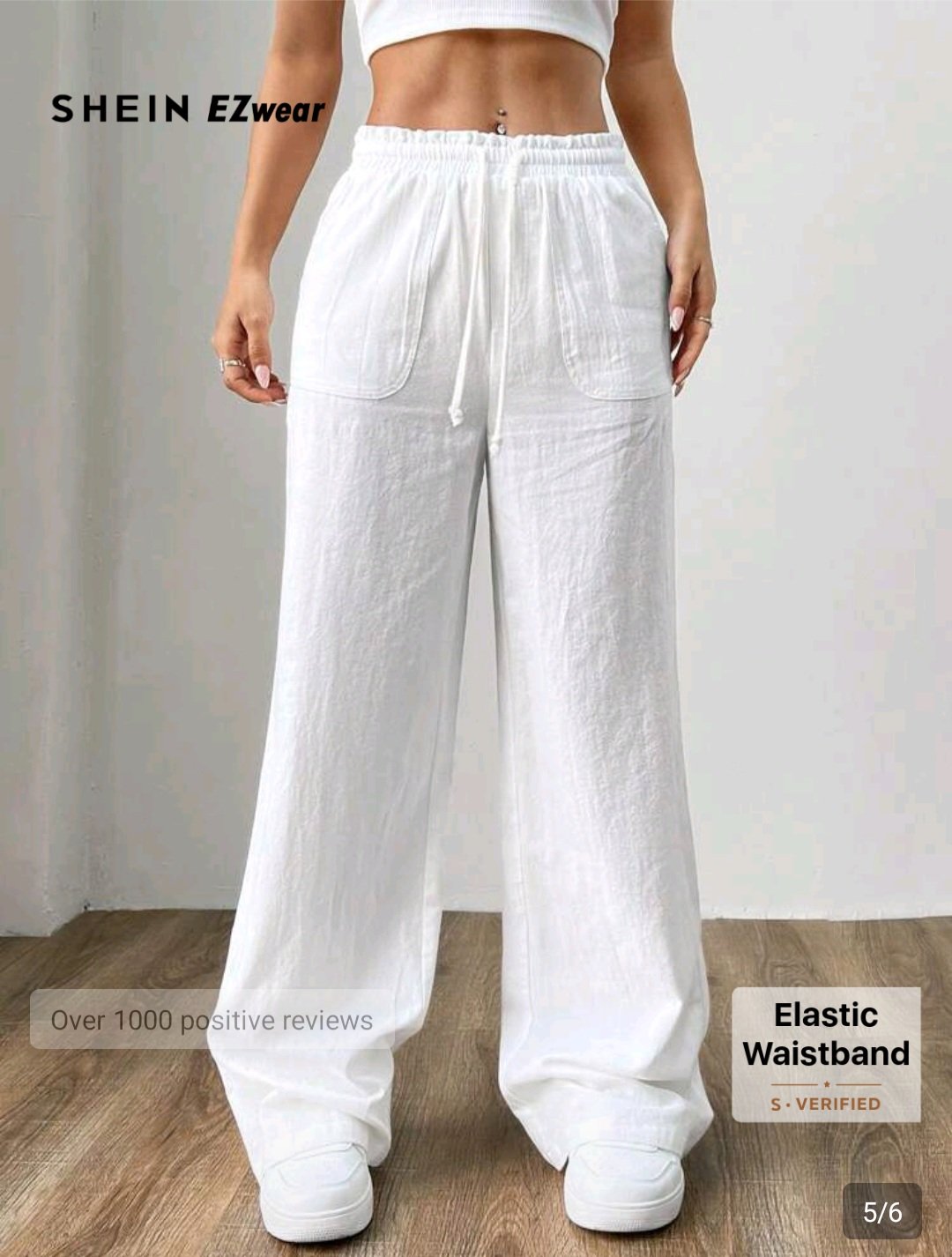 Pantalon Femme Fluide Blanc Ample en Coton Confort Maternité – Taille 40 & 42 | Dakar – Image 2