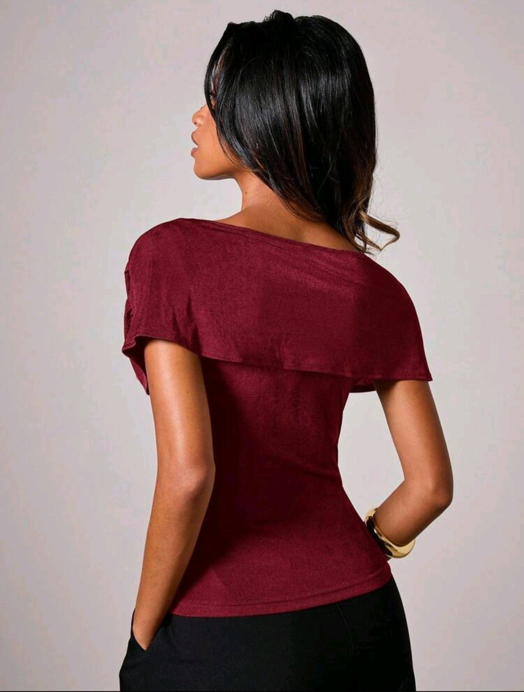 Top chic bordeaux drapé boucle dorée taille 40-42 Bambinerie Maternita Dakar Haut femme elegant destock neuf Dakar livraison rapide