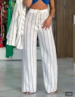 Pantalon Fluide à Rayures Rayé Blanc & Bleu – Coupe Large avec Cordon | Bambinerie Maternita Dakar