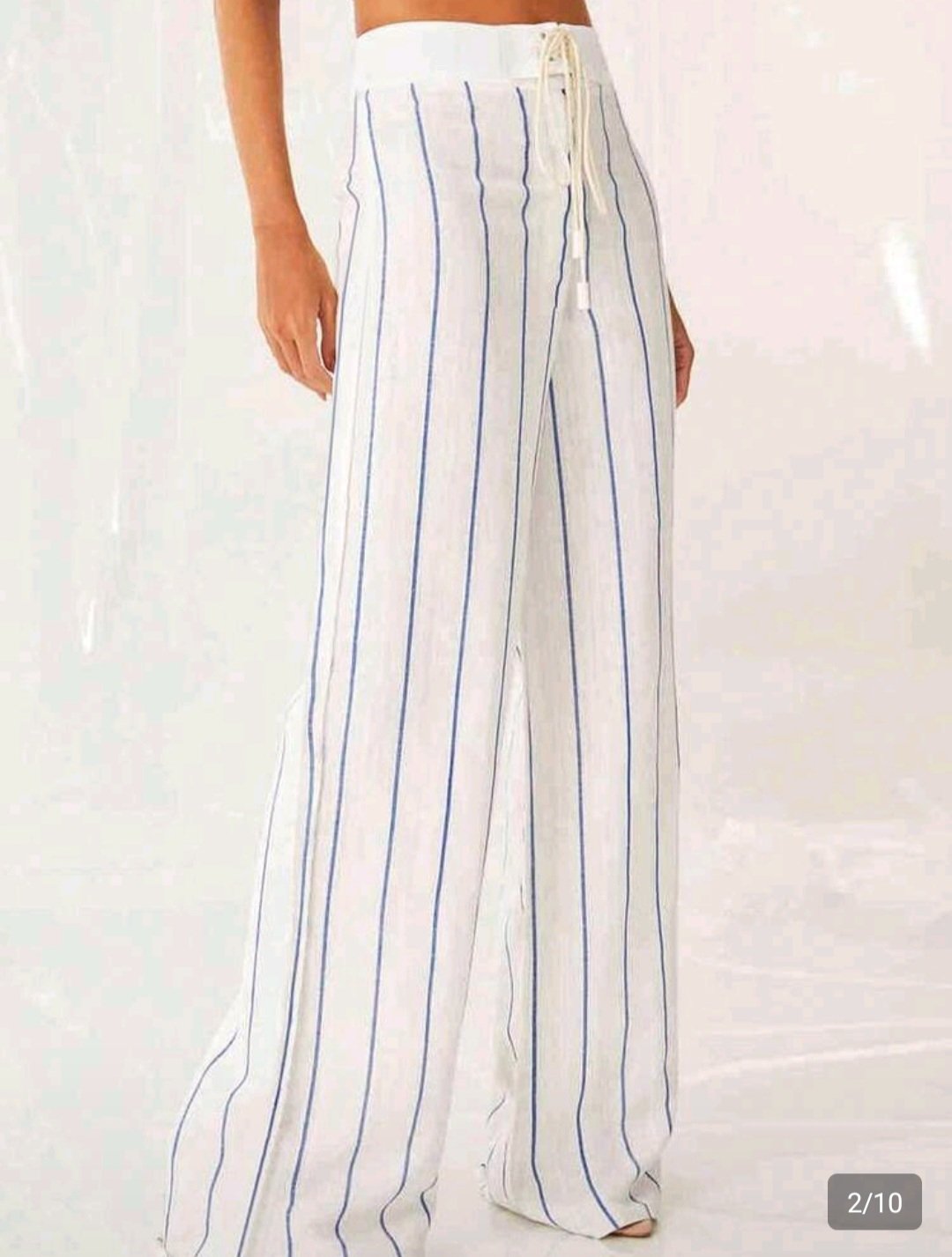 Pantalon Fluide à Rayures Rayé Blanc & Bleu – Coupe Large avec Cordon | Bambinerie Maternita Dakar – Image 3
