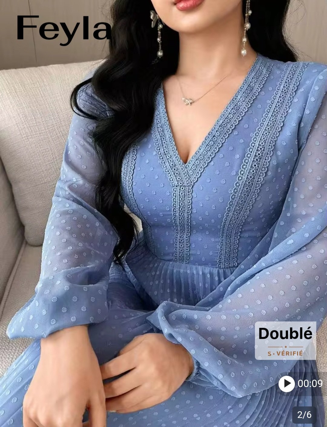 Robe longue Femme Feyla bleu ciel Maternita Dakar – Image 2