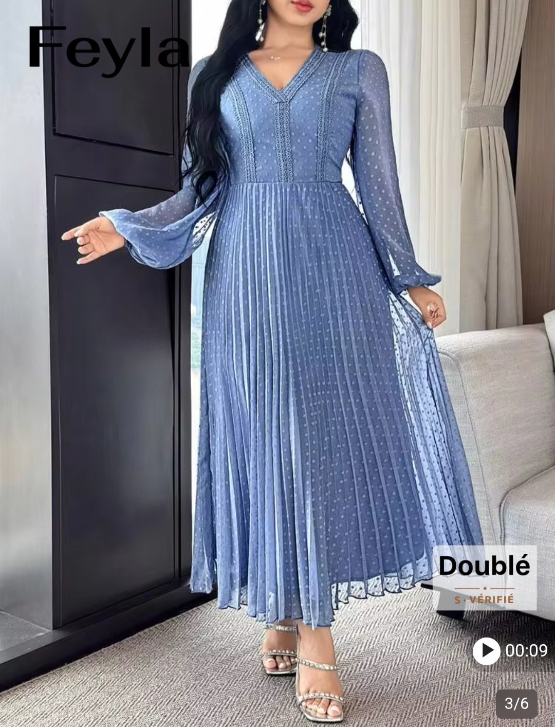 Robe longue Femme Feyla bleu ciel Maternita Dakar – Image 3