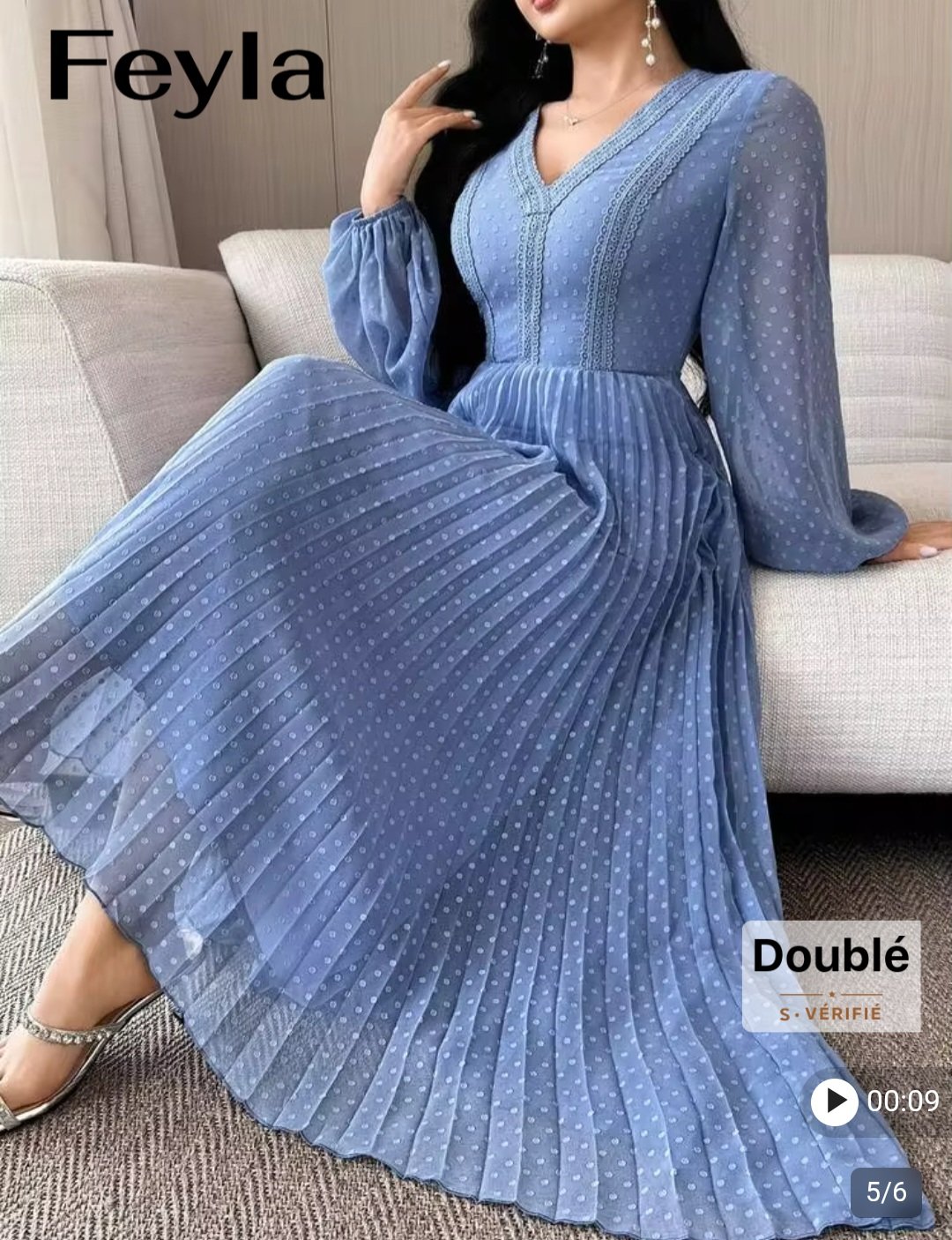 Robe longue Femme Feyla bleu ciel Maternita Dakar – Image 4