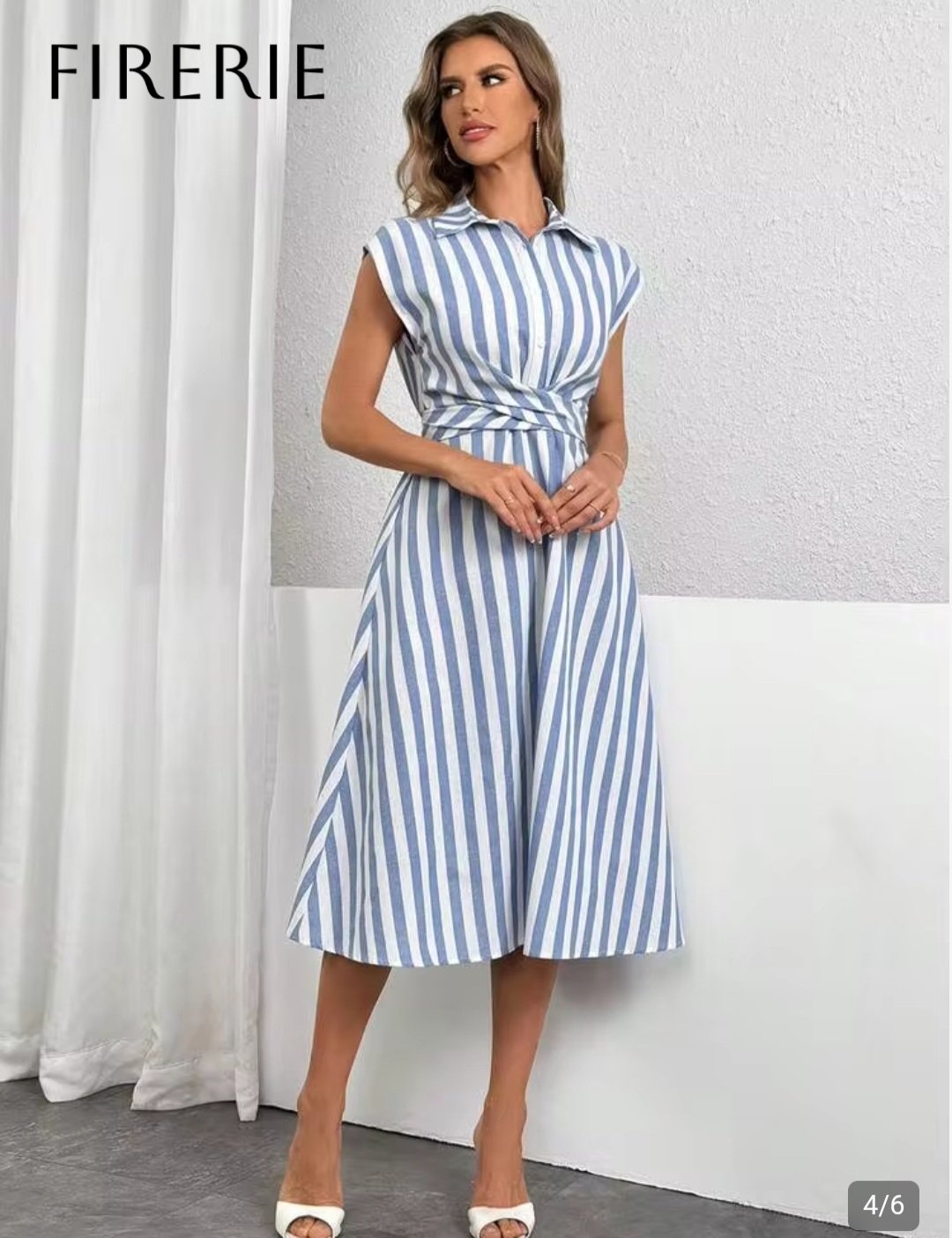 Robe Chemise Midi Rayée Bleu & Blanc – Taille 40/42 Maternita Dakar – Image 4