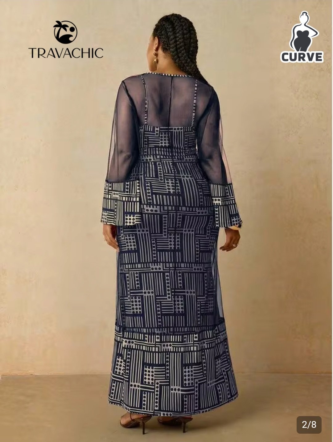 Robe Femme 40-42 – Ensemble 2 Pièces Motif Géométrique Noir & Blanc Maternita Dakar – Image 4