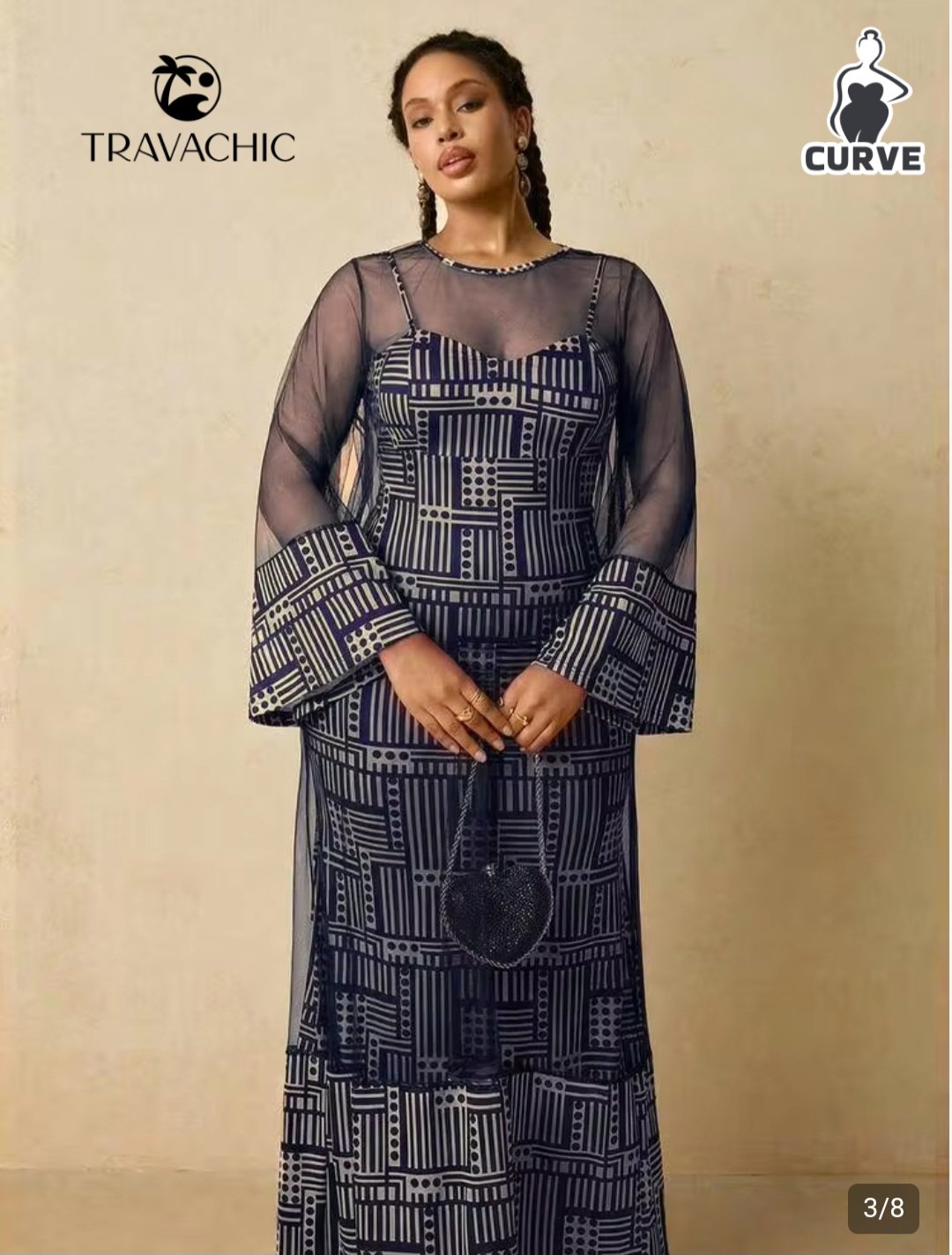 Robe Femme 40-42 – Ensemble 2 Pièces Motif Géométrique Noir & Blanc Maternita Dakar – Image 5