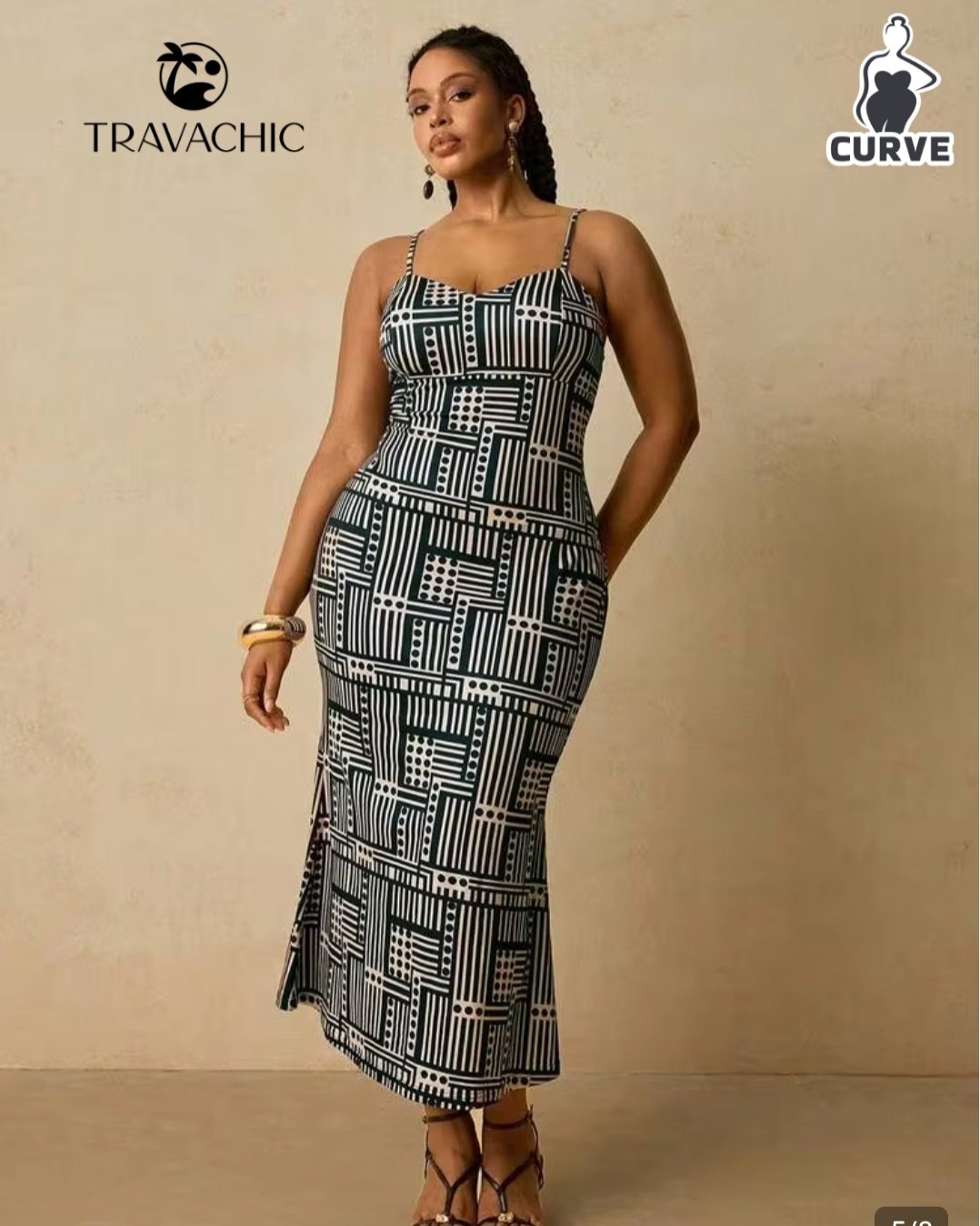 Robe Femme 40-42 – Ensemble 2 Pièces Motif Géométrique Noir & Blanc Maternita Dakar – Image 3