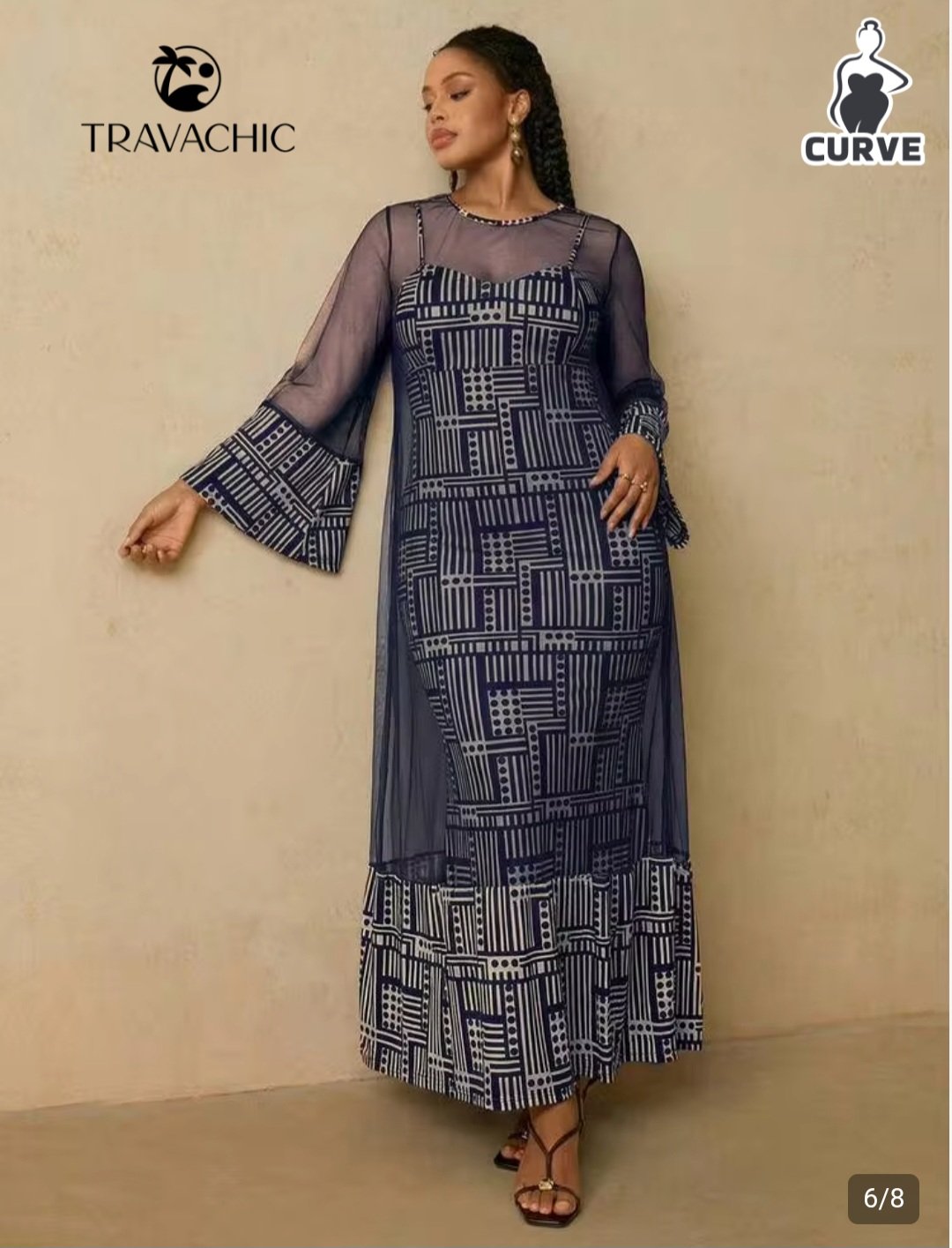 Robe Femme 40-42 – Ensemble 2 Pièces Motif Géométrique Noir & Blanc Maternita Dakar – Image 2