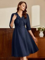 robe-evasee-retro-bleu-nuit-taille-40-42-bambinerie-maternita-dakar