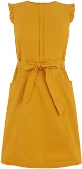 Robe courte sans manches jaune moutarde avec ceinture taille 40-42 Bambinerie Maternita Dakar