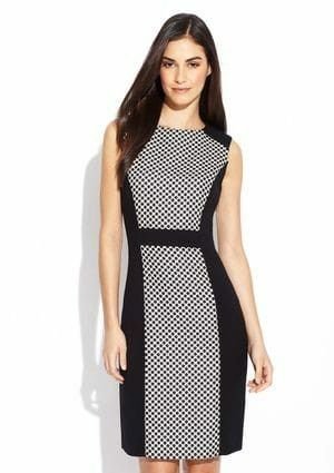 Robe Fourreau Noire Bicolore à Pois & Boucles Dorées – Taille 40-42 (L) | Déstockage Seconde Main Dakar – Maternita – Image 2