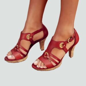 sandales-femme-rouges-talon-liege-pointure-38-bambinerie-maternita-dakar