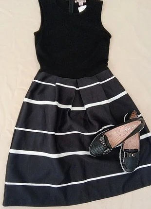 Robe Évasée Noire à Rayures Femme Blanches - Taille 40-42 (Neuf Déstockage) | Bambinerie Maternita Dakar – Image 2