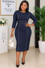 robe fourreau dakar, maternita dakar, bambinerie dakar, destockage dakar, robe bleu nuit, taille 40, taille 42, mode senegal, robe femme chic dakar.
