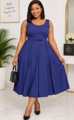 Robe mi-longue plissée bleu roi taille 40-42 déstockage neuf Bambinerie Maternita Dakar