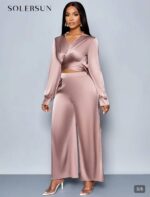 Ensemble pantalon et top satiné vieux rose femme taille 40-42 Bambinerie Maternita Dakar