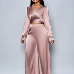 Ensemble pantalon et top satiné vieux rose femme taille 40-42 Bambinerie Maternita Dakar