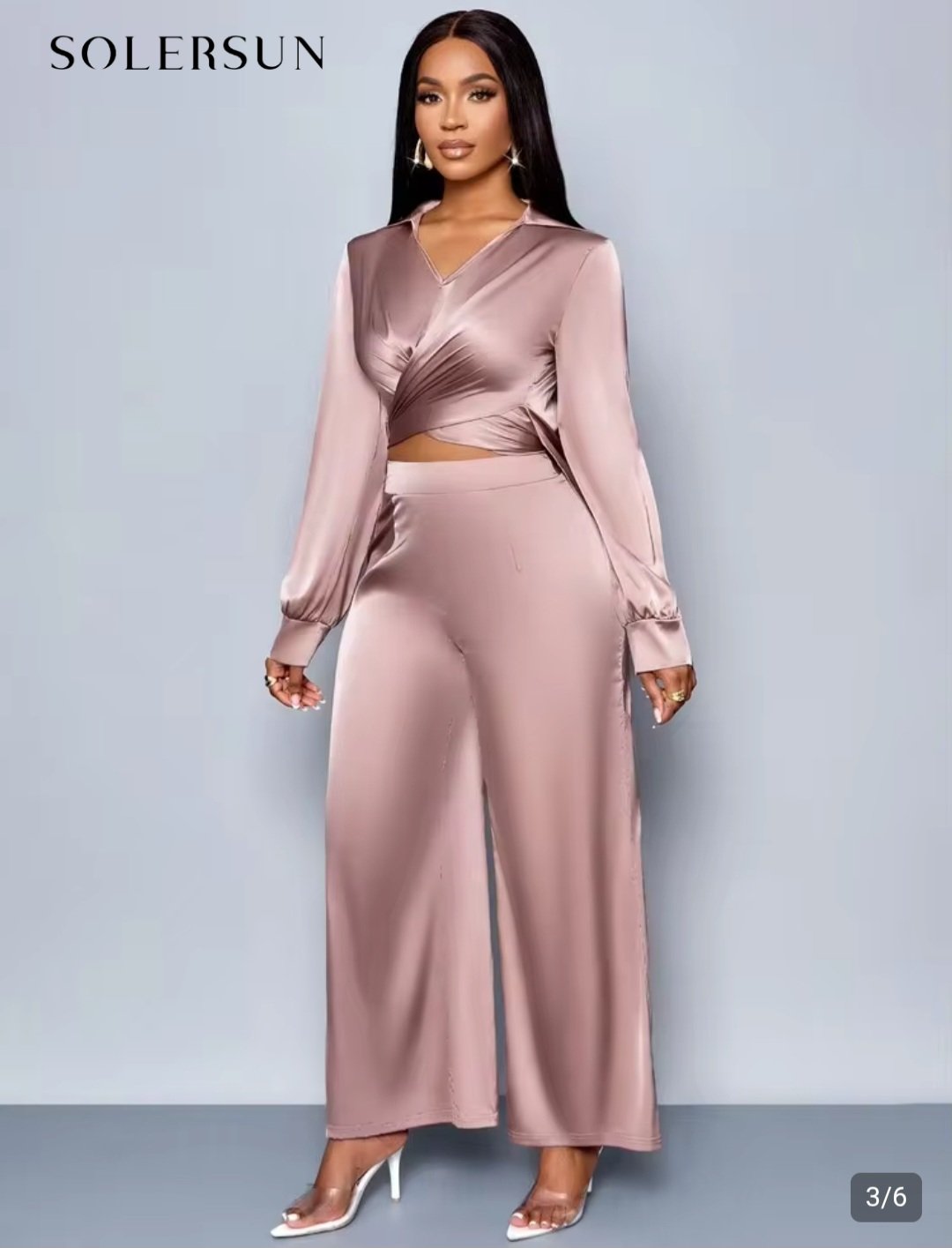 Ensemble pantalon et top satiné vieux rose femme taille 40-42 Bambinerie Maternita Dakar