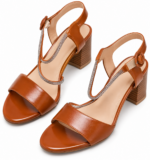 Sandales a talon carre marron cognac et laniere strass pointure 38 Bambinerie Maternita Dakar