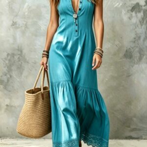 Robe longue sans manches bleue déstockage taille 40 Bambinerie Maternita Dakar