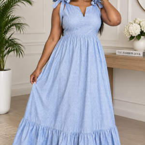 Robe longue ete bleu ciel a bretelles nouees taille 40 42 Bambinerie Maternita Dakar