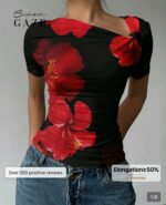 Bambinerie Maternita, prêt-à-porter Dakar, déstockage vêtements Dakar, top fleuri femme Dakar, t-shirt asymétrique chic, mode femme Sénégal, boutique en ligne Dakar, Siren Gaze Dakar