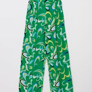 Pantalon fluide femme imprimé abstrait vert et bleu taille 40 déstockage Bambinerie Maternita Dakar