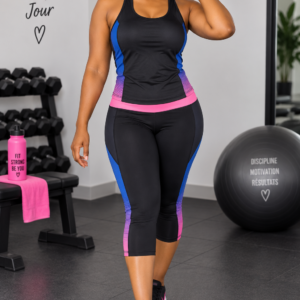 ensemble-sport-femme-debardeur-corsaire-noir-degrade-bleu-rose-taille-40-bambinerie-maternita-dakar
