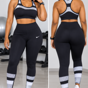 Ensemble de sport femme noir et blanc brassière dos nageur et legging taille 38 40 Bambinerie Maternita Dakar
