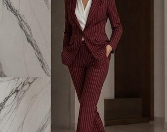 Ensemble Tailleur Femme Bordeaux Rayé Taille 40-42 | Maternita Dakar