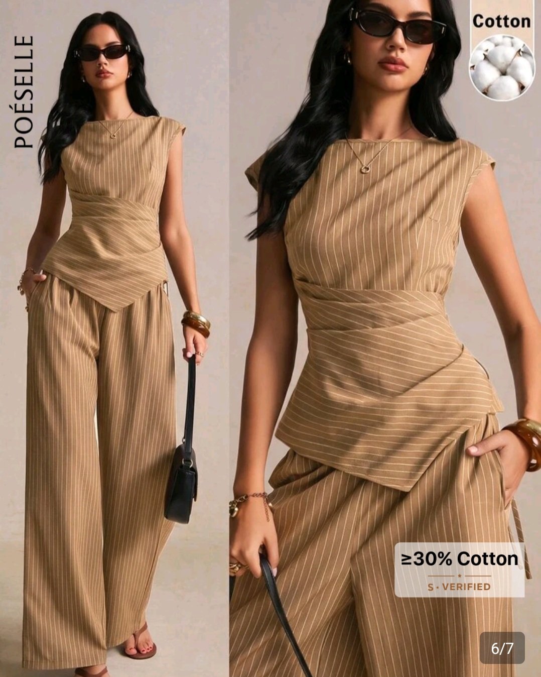 ensemble-femme-pantalon-large-top-asymetrique-raye-camel-dakar