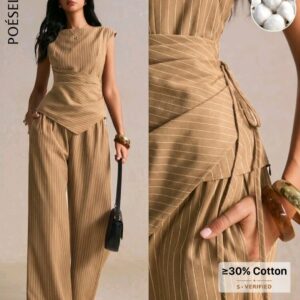 ensemble-femme-pantalon-large-top-asymetrique-raye-camel-dakar