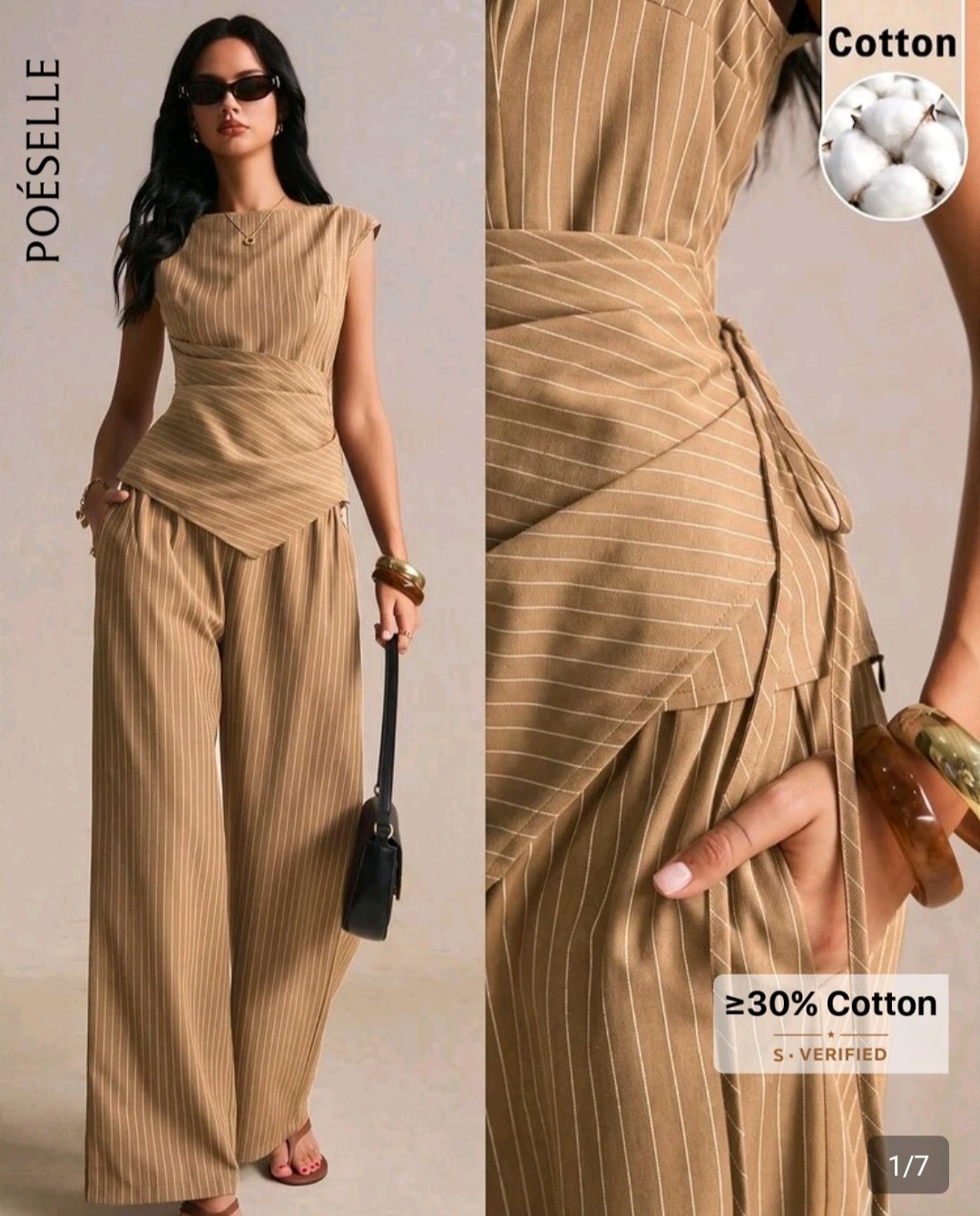 ensemble-femme-pantalon-large-top-asymetrique-raye-camel-dakar