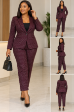 Ensemble Tailleur Femme Bordeaux Rayé Taille 40-42 | Maternita Dakar