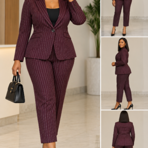 Ensemble Tailleur Femme Bordeaux Rayé Taille 40-42 | Maternita Dakar
