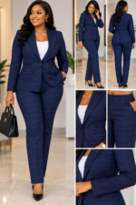 Tailleur femme deux pieces bleu marine a carreaux taille 40 42 neuf destockage Maternita Dakar