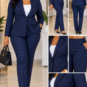 Tailleur femme deux pieces bleu marine a carreaux taille 40 42 neuf destockage Maternita Dakar