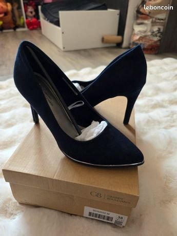 Escarpins bleus Grands Boulevards pointure 38 vue du dessus