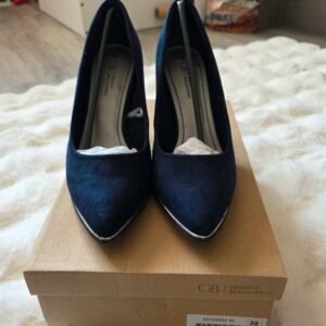 Chaussures à talon suédine bleue Grands Boulevards avec boîte déstockage Dakar