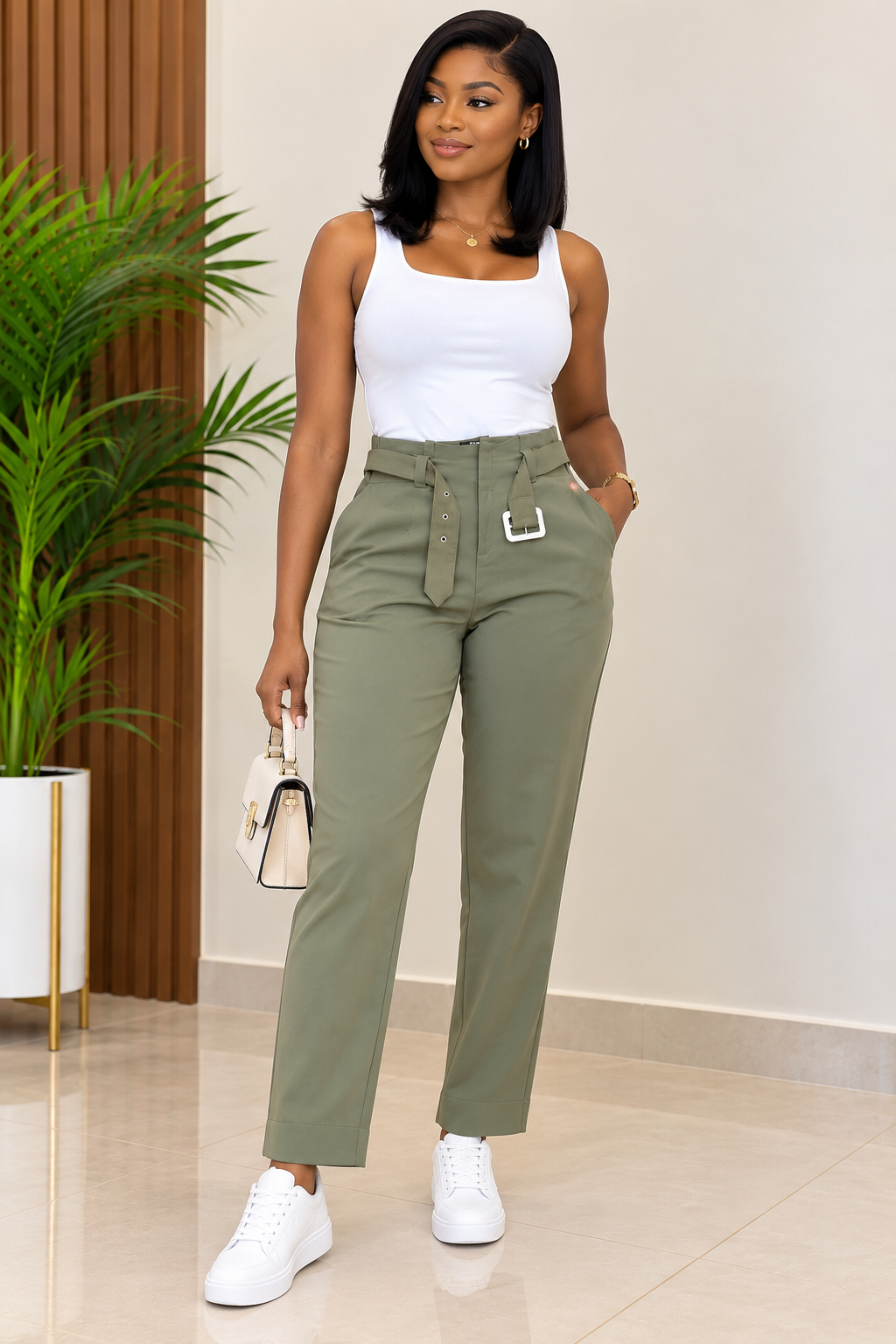 Pantalon Carotte Femme Ceinturé – Marque Kiabi (Déstockage ) – Taille 40 | Bambinerie Maternita Dakar – Image 2
