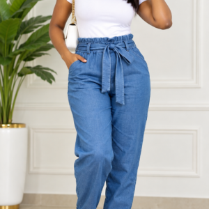 Pantalon Jean Paperbag Taille Haute Ceinturé Femme – Bambinerie Maternita Dakar (Tailles 40-42 Destockage)