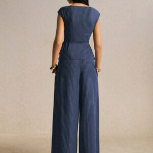 Ensemble pantalon large et top en coton bleu marine maternité et femme - Bambinerie Dakar