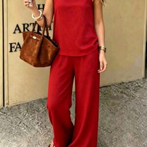 ensemble femme dakar, ensemble 2 pieces rouge, pantalon palazzo senegal, maternita dakar, bambinerie dakar, mode femme taille 40 42
